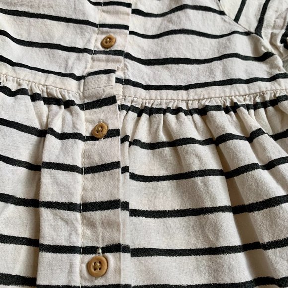 H&M Cream & Black Striped Button Down Full Skirt T-Shirt Dress | 6-9m - Picture 3 of 5
